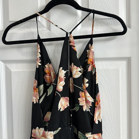Lush Maxi Dress - Black with Peach Flowers - Picture 4 of 4